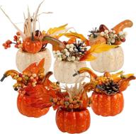 fall harvest tabletop decorations set: artificial pumpkin, berry, acorn, pine cone vegetables for thanksgiving, home, kitchen, party логотип