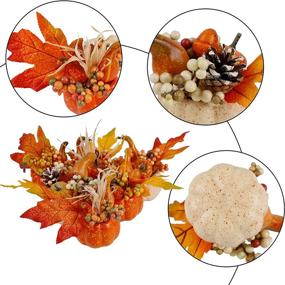 img 2 attached to Fall Harvest Tabletop Decorations Set: Artificial Pumpkin, Berry, Acorn, Pine Cone Vegetables for Thanksgiving, Home, Kitchen, Party