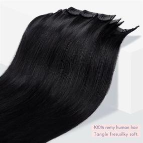 img 1 attached to 💇 МаксФул Черные бесшовные нащётки для волос: Инвизи-ПУ, Натуральные волосы, 7 шт., 18 дюймов, 110 гр.