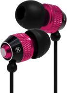 🎧 bastex universal earphone/ear buds: tangle-free, built-in mic, hot pink/black logo