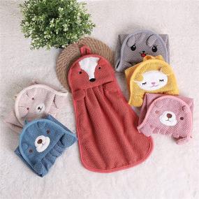 img 3 attached to 🐾 BATTILO HOME 6 Pack Cute Animal Hand Towels for Bathrooms and Kitchens - Microfiber Quick Dry Utility Towels with Hanging Loop, Absorbent and Perfect for Toddlers at Home
