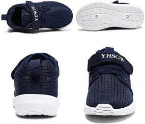 img 2 attached to 👟 YHSGW Boys Girls Sneakers - Breathable Lightweight Strap Walking Shoes for Toddler/Little Kids - Fashion Running Sports Athletic Non-Slip Shoes - Casual Soft Tennis Shoes for Children
