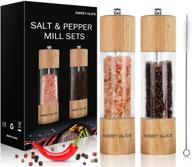 🌶️ premium acrylic & wooden manual salt and pepper mills, visible window, high-capacity, adjustable coarseness - pepper and salt grinder set (8.5'') logo