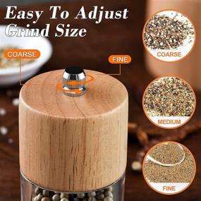 img 2 attached to 🌶️ Premium Acrylic & Wooden Manual Salt and Pepper Mills, Visible Window, High-Capacity, Adjustable Coarseness - Pepper and Salt Grinder Set (8.5'')