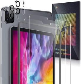 img 4 attached to 📱 [2+2 Bundle] LϟK Compatible for iPad Pro 11 2020 and 2021, 2-Pack Tempered Glass Screen Protector + 2-Pack Camera Lens Protector, Alignment Frame, Ultra Sensitive, Face ID & Apple Pencil Compatible