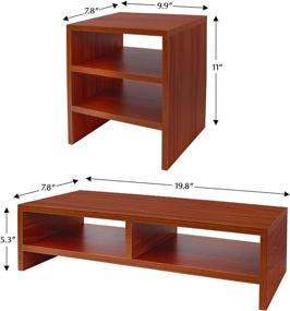 img 3 attached to DL Furniture - Teak Monitor Stand 🖥️ with 2 Compartment Organizer and Portable Tall Side Stand