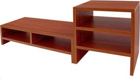 img 2 attached to DL Furniture - Teak Monitor Stand 🖥️ with 2 Compartment Organizer and Portable Tall Side Stand