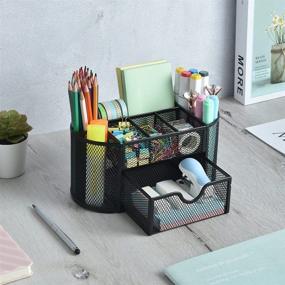 img 2 attached to 🖋️ Spacrea Black Desk Organizers and Accessories, Pencil Holder for Desk, Office Supplies Organizer