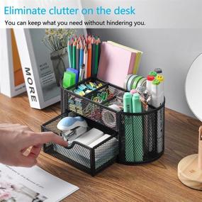 img 1 attached to 🖋️ Spacrea Black Desk Organizers and Accessories, Pencil Holder for Desk, Office Supplies Organizer