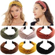 🌺 6-piece set of stylish wide knotted headbands for women - twist turban headwraps with elastic hair bands - fashionable hair accessories for women, girls, and children logo