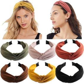 img 4 attached to 🌺 6-Piece Set of Stylish Wide Knotted Headbands for Women - Twist Turban Headwraps with Elastic Hair Bands - Fashionable Hair Accessories for Women, Girls, and Children