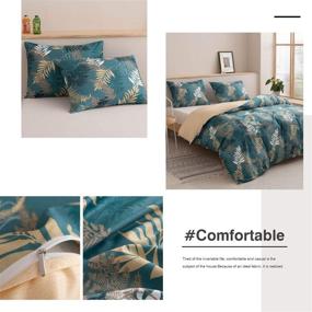 img 4 attached to 🌴 VClife Tropical Branches Printed Duvet Cover Sets - Super Soft Cotton Bedding, Green Brown Cottage Floral Design - Full Queen Size, 3 Pieces (1 Duvet Cover, 2 Pillow Cases)