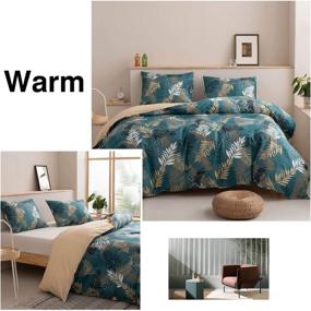 img 2 attached to 🌴 VClife Tropical Branches Printed Duvet Cover Sets - Super Soft Cotton Bedding, Green Brown Cottage Floral Design - Full Queen Size, 3 Pieces (1 Duvet Cover, 2 Pillow Cases)