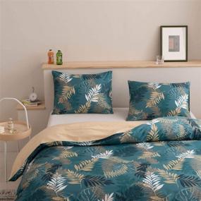 img 1 attached to 🌴 VClife Tropical Branches Printed Duvet Cover Sets - Super Soft Cotton Bedding, Green Brown Cottage Floral Design - Full Queen Size, 3 Pieces (1 Duvet Cover, 2 Pillow Cases)