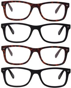 img 3 attached to 👓 High-Quality Stylish Black Reading Glasses - 4-Pack Spring Hinge Men and Women's Readers for Optimal Vision