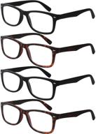 👓 high-quality stylish black reading glasses - 4-pack spring hinge men and women's readers for optimal vision logo