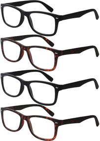 img 4 attached to 👓 High-Quality Stylish Black Reading Glasses - 4-Pack Spring Hinge Men and Women's Readers for Optimal Vision