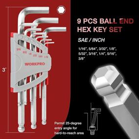 img 2 attached to 🔧 Набор ключей для шестигранников WORKPRO с длинным шаровым концом на шестигранном портупее с T-образной рукояткой, ключом шестигранной головки и ключом Torx для превосходного сцепления и передачи крутящего момента