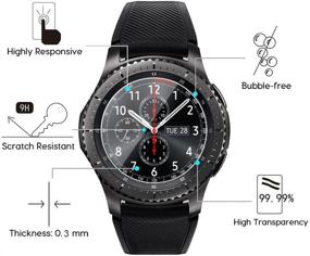 img 3 attached to 🔍 Защитные стекла высокого качества для Gear S3 - 4 шт. от Akwox | Прозрачные, HD, 9H премиальная пленка для умных часов Samsung Gear S3 Frontier/Classic 1.3 дюйма