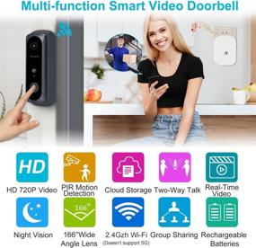 img 3 attached to 🚪 WONGKUO Wireless Video Doorbell Camera: HD 166° Security Smart WiFi Doorbell with Indoor Chime, Motion Detection, Real-Time Video, Two-Way Talk, Night Vision, and Rechargeable Batteries