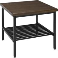 🌇 industrial modern side table with wood top, metal frame, and metal shelf - ofm 161 collection, black/walnut logo