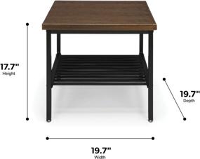 img 1 attached to 🌇 Industrial Modern Side Table with Wood Top, Metal Frame, and Metal Shelf - OFM 161 Collection, Black/Walnut