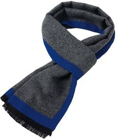 img 4 attached to Autumn Winter Scarf: Stylish Men's Gray and White Accessories for a Simple yet Elegant Look