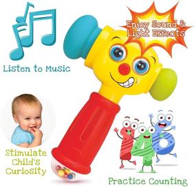 img 3 attached to 🔨 Light-Up Toy Hammer with Learning and Music Modes – Plays 6 Short Kids' Songs, Counts 1-10 with Baby, Changes Expressions – for Kids 12 Months and Up