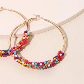 img 1 attached to Sanyx 5 Pairs Twist Statement Geometric Handmade Bead Earrings Sets For Women/Girls