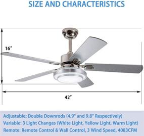 img 2 attached to 🌀 Contemporary LED Ceiling Fan with 42-Inch Silver Wood Blades, Remote Control, and 3-Light Changes - Indoor Mute Energy Saving Fan Chandelier for Home Decoration