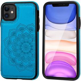 img 2 attached to Vaburs iPhone 11 Case Wallet with Card Holder - Premium PU Leather Flip Cover, Mandala Pattern, Blue, 6.1 Inch