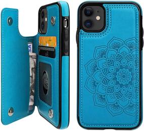 img 4 attached to Vaburs iPhone 11 Case Wallet with Card Holder - Premium PU Leather Flip Cover, Mandala Pattern, Blue, 6.1 Inch