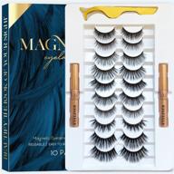 💕 10 pairs reusable magnetic eyelashes with waterproof magnetic eyeliner kit and tweezers - beloen magnetic lashes logo