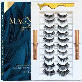 img 4 attached to 💕 10 Pairs Reusable Magnetic Eyelashes with Waterproof Magnetic Eyeliner Kit and Tweezers - BELOEN Magnetic Lashes