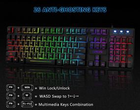 img 3 attached to 🎮 CHONCHOW Gaming Keyboard and Mouse Combo: Rainbow LED Backlit USB Wired Key Board with Mice for PS4, Xbox One, PC - Ideal for Computer Gamers