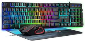 img 4 attached to 🎮 CHONCHOW Gaming Keyboard and Mouse Combo: Rainbow LED Backlit USB Wired Key Board with Mice for PS4, Xbox One, PC - Ideal for Computer Gamers