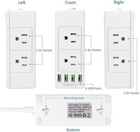 img 2 attached to Компактная настенная розетка с USB-портами, защитой от перенапряжений - 6 розеток, 4 USB-порта, удлинительный шнур 5FT - идеально подходит для дома, офиса и путешествий.