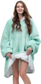 img 2 attached to 🧥 Dreamcountry Wearable Hoodie Blanket: Super Cozy Oversized Sweatshirt for Adult and Child, Large Pocket Warm Blanket Hoodie for Women and Men, Fleece Blanket with Comfortable Sleeves