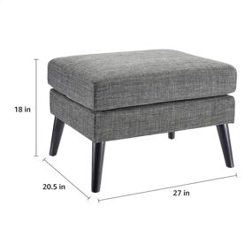 img 3 attached to Dark Grey Textured Fabric Upholstered Pillowtop Ottoman with Wooden Legs - FIRST HILL FHW