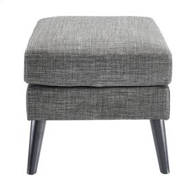 img 1 attached to Dark Grey Textured Fabric Upholstered Pillowtop Ottoman with Wooden Legs - FIRST HILL FHW