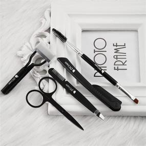 img 1 attached to 💇 DUcare 5-in-1 Eyebrow Kit: Razor, Scissors, Tweezers & More for Effortless Makeup Grooming