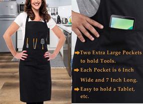 img 1 attached to 👨 High-Quality Unisex Extra Large XXL Aprons with Dual Pockets for Cooking, Kitchen, Barbering, Gardening, and Chef Activities