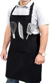 img 4 attached to 👨 High-Quality Unisex Extra Large XXL Aprons with Dual Pockets for Cooking, Kitchen, Barbering, Gardening, and Chef Activities