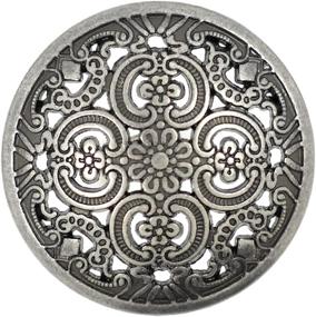 img 4 attached to Bezelry Delicate Floral Engraved Openwork Gray Silver Metal Shank Buttons (12 Pcs, 18mm)