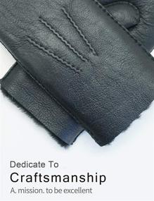 img 1 attached to YISEVEN Sheepskin Shearling Leather Weather Men's Accessories for Gloves & Mittens