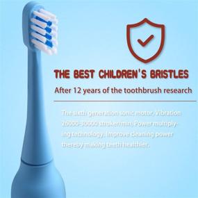 img 3 attached to 7AM2M Sonic Electric Toothbrush for Children - 4 Brush Heads, 3 Modes with 🪥 Memory, 30000 Strokes, IPX7 Waterproof, 2-Minute Built-in Smart Timer - Suitable for Ages 3+ (Blue)