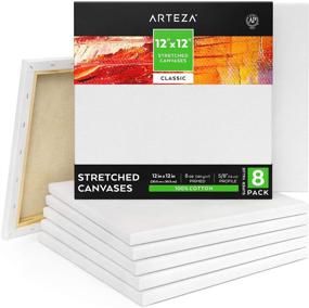 img 4 attached to 🎨 Arteza 12x12 Inch Stretched Canvas Pack of 8 - Square Blank Canvases, 100% Cotton, 8 oz Gesso-Primed, Ideal for Acrylic Pouring and Oil Painting, Art Supplies