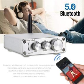 img 1 attached to 🔊 Bluetooth 5.0 Усилитель мощности G3 (Серебро) - 2-канальный 100W класс D Hi-Fi стерео аудио мини-амп с беспроводным приемником и регулировкой высоких и низких частот для домашнего кинотеатра от Douk Audio