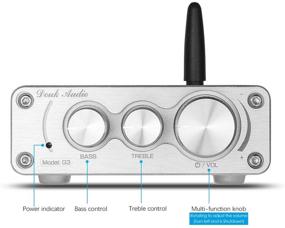 img 3 attached to 🔊 Bluetooth 5.0 Усилитель мощности G3 (Серебро) - 2-канальный 100W класс D Hi-Fi стерео аудио мини-амп с беспроводным приемником и регулировкой высоких и низких частот для домашнего кинотеатра от Douk Audio