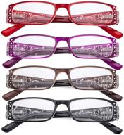 cessblu ladies floral design reading glasses: stylish 4 pack with sparkling crystals for women readers logo